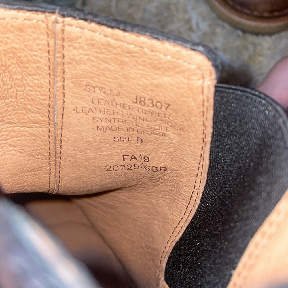 Madewell Black Leather Chelsea Ankle Boots with Brown Stacked Heel - Picture 7 of 7